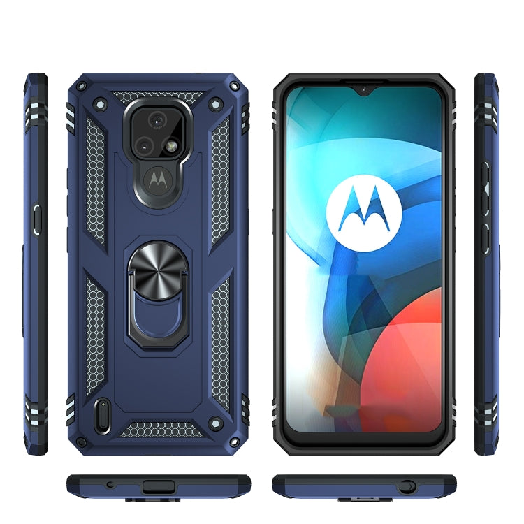 For Motorola Moto E7 Shockproof TPU + PC Protective Case with 360 Degree Rotating Holder(Blue) - Motorola Cases by buy2fix | Online Shopping UK | buy2fix