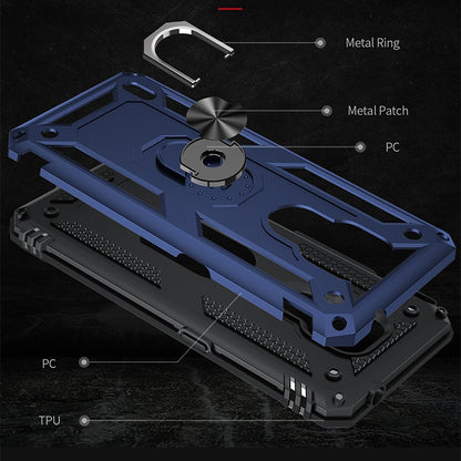 For Motorola Moto E7 Shockproof TPU + PC Protective Case with 360 Degree Rotating Holder(Blue) - Motorola Cases by buy2fix | Online Shopping UK | buy2fix