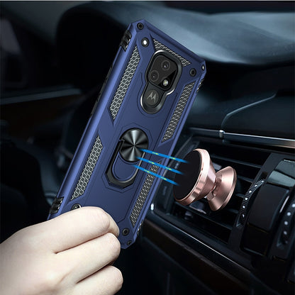 For Motorola Moto E7 Shockproof TPU + PC Protective Case with 360 Degree Rotating Holder(Blue) - Motorola Cases by buy2fix | Online Shopping UK | buy2fix