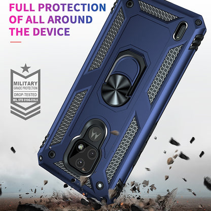 For Motorola Moto E7 Shockproof TPU + PC Protective Case with 360 Degree Rotating Holder(Blue) - Motorola Cases by buy2fix | Online Shopping UK | buy2fix
