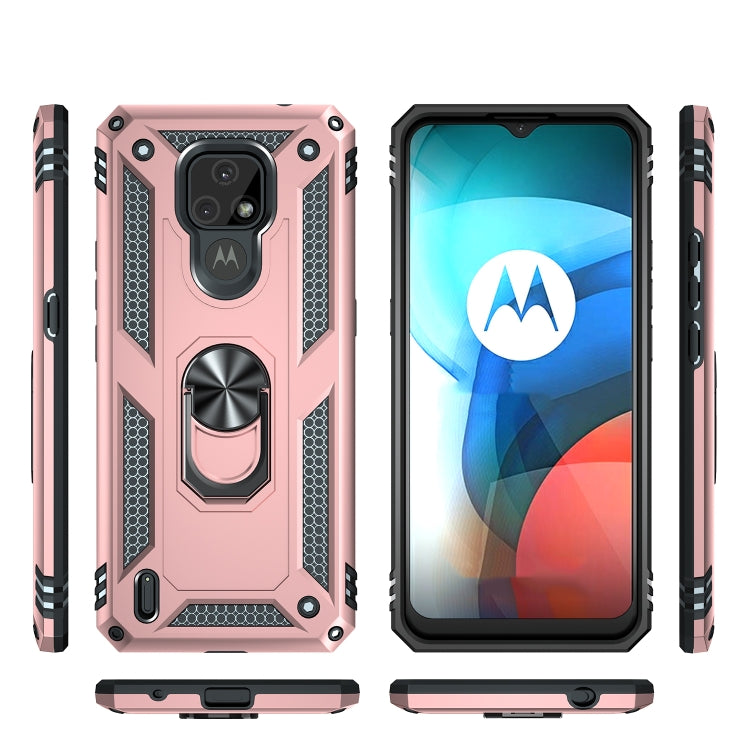 For Motorola Moto E7 Shockproof TPU + PC Protective Case with 360 Degree Rotating Holder(Rose Gold) - Motorola Cases by buy2fix | Online Shopping UK | buy2fix