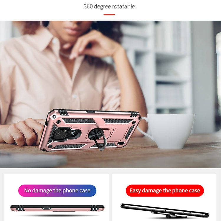 For Motorola Moto E7 Shockproof TPU + PC Protective Case with 360 Degree Rotating Holder(Rose Gold) - Motorola Cases by buy2fix | Online Shopping UK | buy2fix