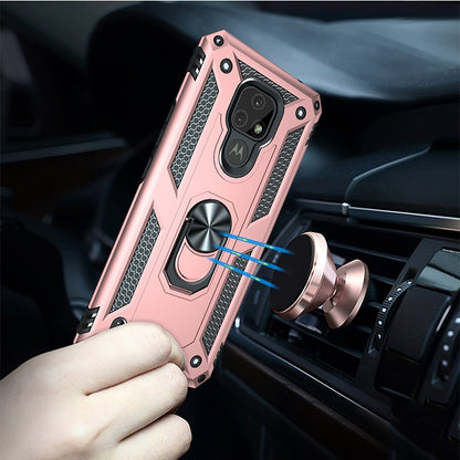 For Motorola Moto E7 Shockproof TPU + PC Protective Case with 360 Degree Rotating Holder(Rose Gold) - Motorola Cases by buy2fix | Online Shopping UK | buy2fix