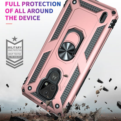 For Motorola Moto E7 Shockproof TPU + PC Protective Case with 360 Degree Rotating Holder(Rose Gold) - Motorola Cases by buy2fix | Online Shopping UK | buy2fix