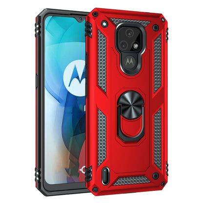 For Motorola Moto E7 Shockproof TPU + PC Protective Case with 360 Degree Rotating Holder(Red) - Motorola Cases by buy2fix | Online Shopping UK | buy2fix
