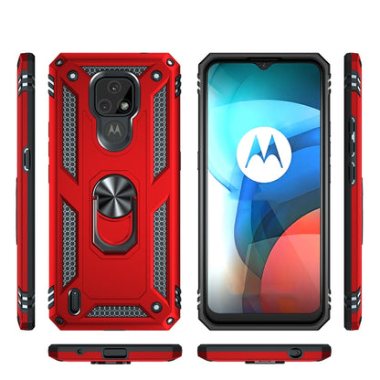 For Motorola Moto E7 Shockproof TPU + PC Protective Case with 360 Degree Rotating Holder(Red) - Motorola Cases by buy2fix | Online Shopping UK | buy2fix