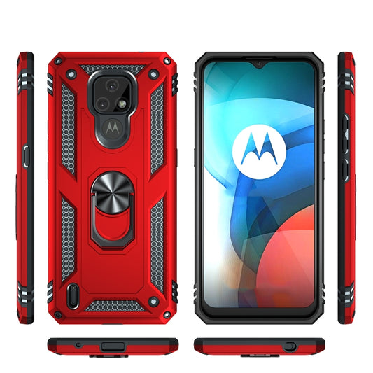 For Motorola Moto E7 Shockproof TPU + PC Protective Case with 360 Degree Rotating Holder(Red) - Motorola Cases by buy2fix | Online Shopping UK | buy2fix