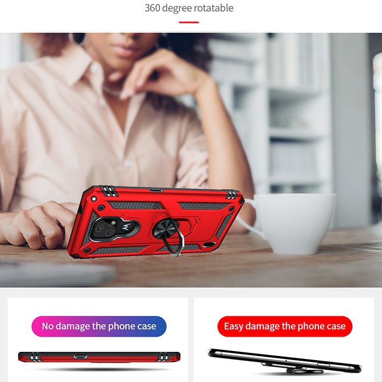 For Motorola Moto E7 Shockproof TPU + PC Protective Case with 360 Degree Rotating Holder(Red) - Motorola Cases by buy2fix | Online Shopping UK | buy2fix