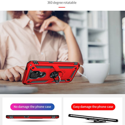 For Motorola Moto E7 Shockproof TPU + PC Protective Case with 360 Degree Rotating Holder(Red) - Motorola Cases by buy2fix | Online Shopping UK | buy2fix