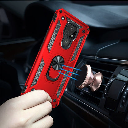 For Motorola Moto E7 Shockproof TPU + PC Protective Case with 360 Degree Rotating Holder(Red) - Motorola Cases by buy2fix | Online Shopping UK | buy2fix