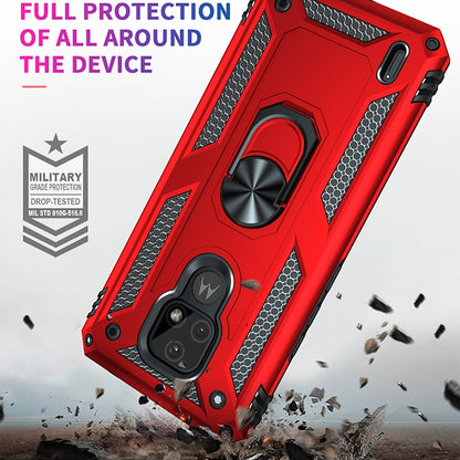 For Motorola Moto E7 Shockproof TPU + PC Protective Case with 360 Degree Rotating Holder(Red) - Motorola Cases by buy2fix | Online Shopping UK | buy2fix