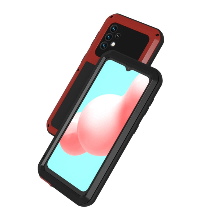 For Samsung Galaxy A32 5G LOVE MEI Metal Shockproof Waterproof Dustproof Protective Case with Glass(Red) by LOVE MEI