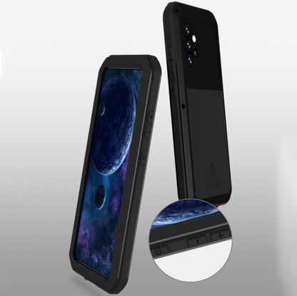 For Samsung Galaxy A52 5G / 4G LOVE MEI Metal Shockproof Waterproof Dustproof Protective Case with Glass(Red) by LOVE MEI