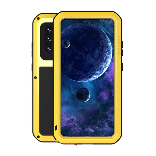 For Samsung Galaxy A52 5G / 4G LOVE MEI Metal Shockproof Waterproof Dustproof Protective Case with Glass(Yellow) - Galaxy Phone Cases by LOVE MEI | Online Shopping UK | buy2fix
