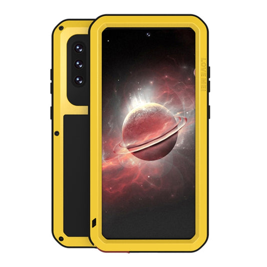 For Samsung Galaxy A72 5G / 4G LOVE MEI Metal Shockproof Waterproof Dustproof Protective Case with Glass(Yellow) by LOVE MEI
