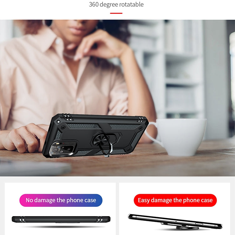 For Xiaomi Redmi Note 10 / Note 10s Shockproof TPU + PC Protective Case with 360 Degree Rotating Holder(Black) - Xiaomi Cases by buy2fix | Online Shopping UK | buy2fix