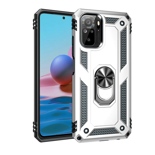 For Xiaomi Redmi Note 10 / Note 10s Shockproof TPU + PC Protective Case with 360 Degree Rotating Holder(Silver) - Xiaomi Cases by buy2fix | Online Shopping UK | buy2fix