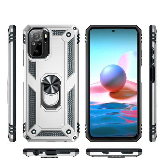 For Xiaomi Redmi Note 10 / Note 10s Shockproof TPU + PC Protective Case with 360 Degree Rotating Holder(Silver) - Xiaomi Cases by buy2fix | Online Shopping UK | buy2fix