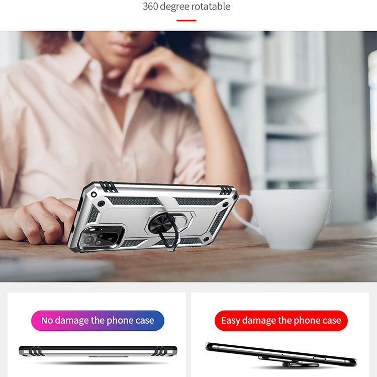 For Xiaomi Redmi Note 10 / Note 10s Shockproof TPU + PC Protective Case with 360 Degree Rotating Holder(Silver) - Xiaomi Cases by buy2fix | Online Shopping UK | buy2fix