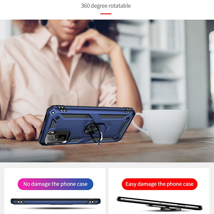 For Xiaomi Redmi Note 10 / Note 10s Shockproof TPU + PC Protective Case with 360 Degree Rotating Holder(Blue) - Xiaomi Cases by buy2fix | Online Shopping UK | buy2fix