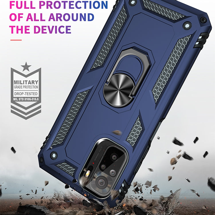 For Xiaomi Redmi Note 10 / Note 10s Shockproof TPU + PC Protective Case with 360 Degree Rotating Holder(Blue) - Xiaomi Cases by buy2fix | Online Shopping UK | buy2fix