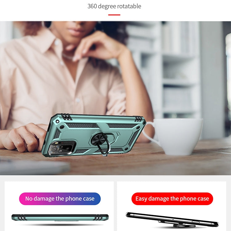 For Xiaomi Redmi Note 10 / Note 10s Shockproof TPU + PC Protective Case with 360 Degree Rotating Holder(Dark Green) - Xiaomi Cases by buy2fix | Online Shopping UK | buy2fix
