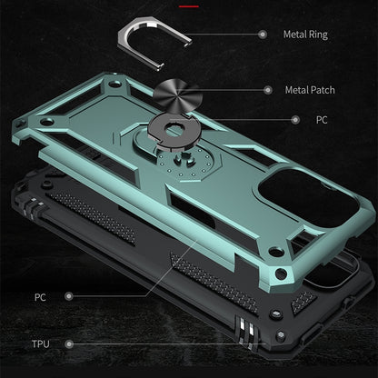 For Xiaomi Redmi Note 10 / Note 10s Shockproof TPU + PC Protective Case with 360 Degree Rotating Holder(Dark Green) - Xiaomi Cases by buy2fix | Online Shopping UK | buy2fix