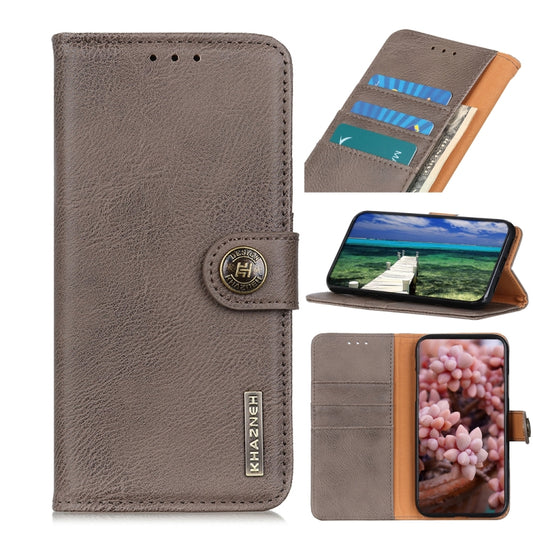 For OPPO F19 / A74 4G KHAZNEH Cowhide Texture Horizontal Flip Leather Case with Holder & Card Slots & Wallet(Khaki) by buy2fix