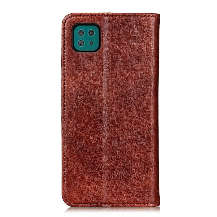 For Samsung Galaxy A22 5G(EU Version) Magnetic Crazy Horse Texture Horizontal Flip Leather Case with Holder & Card Slots & Wallet(Brown) by buy2fix