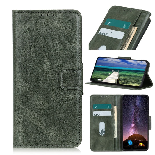 For Samsung Galaxy A22 5G(EU Version) Mirren Crazy Horse Texture Horizontal Flip Leather Case with Holder & Card Slots & Wallet(Dark Green) by buy2fix