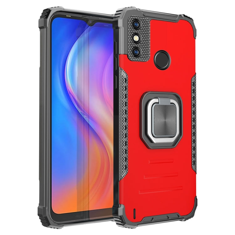 For Tecno Spark 6 Go Fierce Warrior Series Armor All-inclusive Shockproof Aluminum Alloy + TPU Protective Case with Ring Holder(Red) by buy2fix