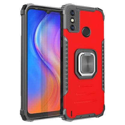 For Tecno Spark 6 Go Fierce Warrior Series Armor All-inclusive Shockproof Aluminum Alloy + TPU Protective Case with Ring Holder(Red) by buy2fix