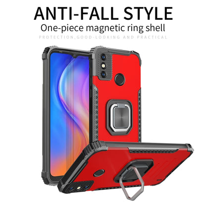 For Tecno Spark 6 Go Fierce Warrior Series Armor All-inclusive Shockproof Aluminum Alloy + TPU Protective Case with Ring Holder(Red) by buy2fix