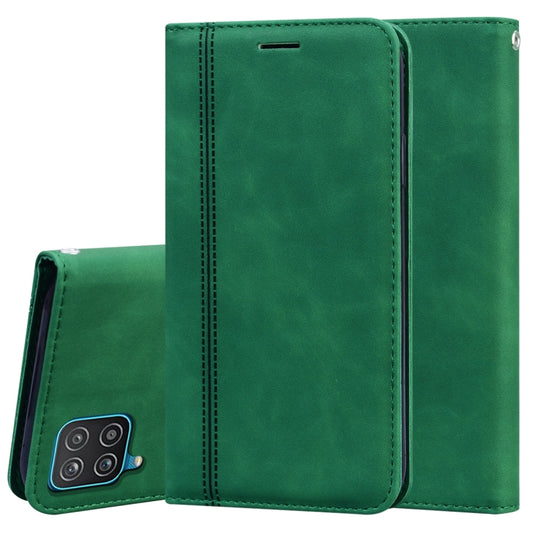 For Samsung Galaxy A12 5G Frosted Business Magnetic Horizontal Flip PU Leather Case with Holder & Card Slot & Lanyard(Green) by buy2fix