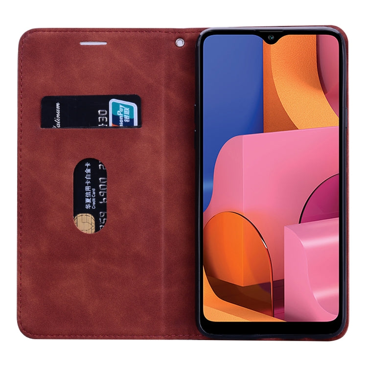 For Samsung Galaxy A12 5G Frosted Business Magnetic Horizontal Flip PU Leather Case with Holder & Card Slot & Lanyard(Brown) by buy2fix