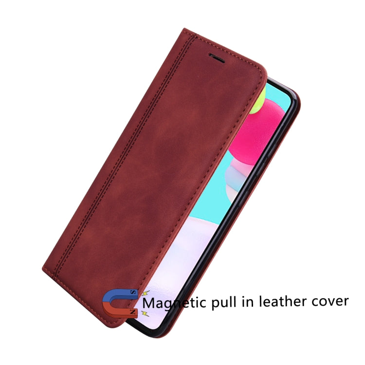 For Samsung Galaxy A12 5G Frosted Business Magnetic Horizontal Flip PU Leather Case with Holder & Card Slot & Lanyard(Brown) by buy2fix