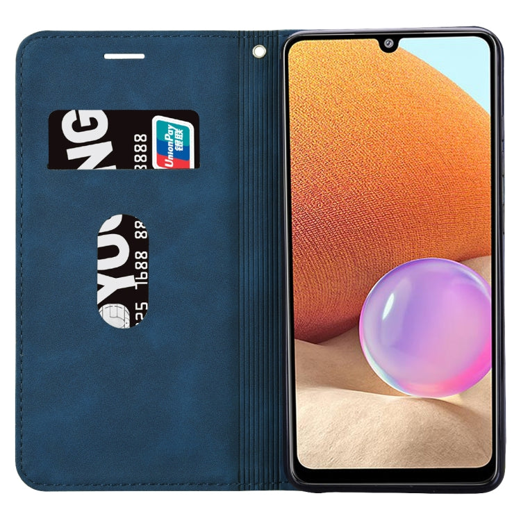 For Samsung Galaxy A32 4G Frosted Business Magnetic Horizontal Flip PU Leather Case with Holder & Card Slot & Lanyard(Blue) by buy2fix