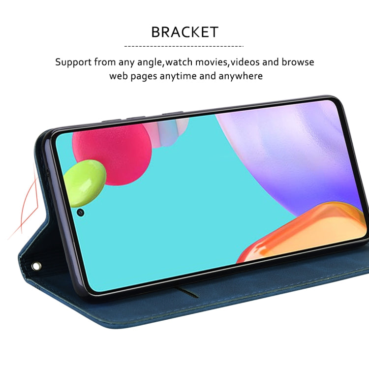 For Samsung Galaxy A32 4G Frosted Business Magnetic Horizontal Flip PU Leather Case with Holder & Card Slot & Lanyard(Blue) by buy2fix