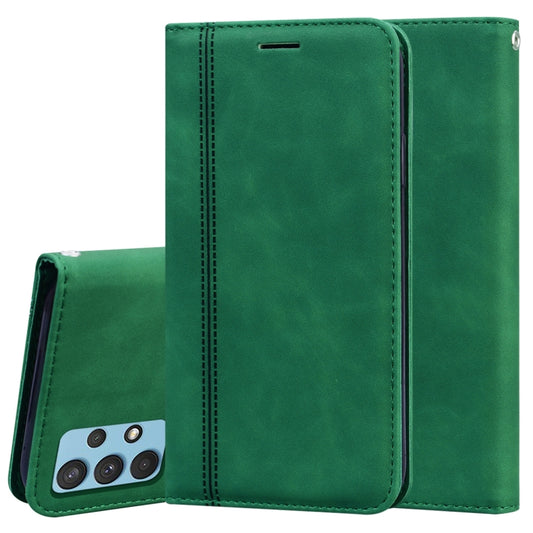For Samsung Galaxy A32 4G Frosted Business Magnetic Horizontal Flip PU Leather Case with Holder & Card Slot & Lanyard(Green) by buy2fix