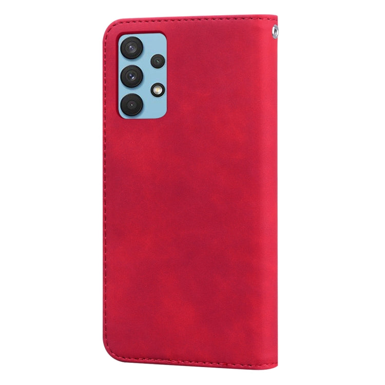 For Samsung Galaxy A32 4G Frosted Business Magnetic Horizontal Flip PU Leather Case with Holder & Card Slot & Lanyard(Red) by buy2fix