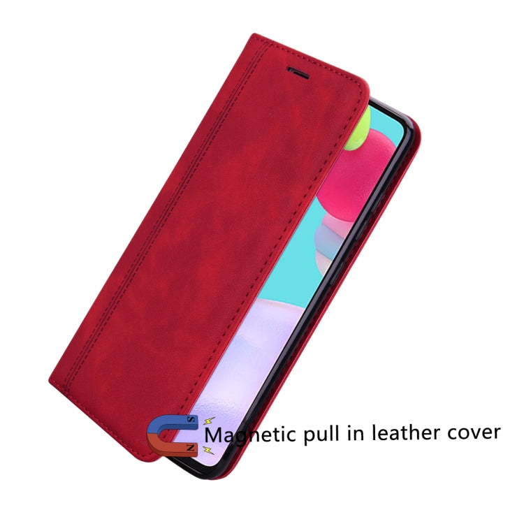 For Samsung Galaxy A32 4G Frosted Business Magnetic Horizontal Flip PU Leather Case with Holder & Card Slot & Lanyard(Red) by buy2fix