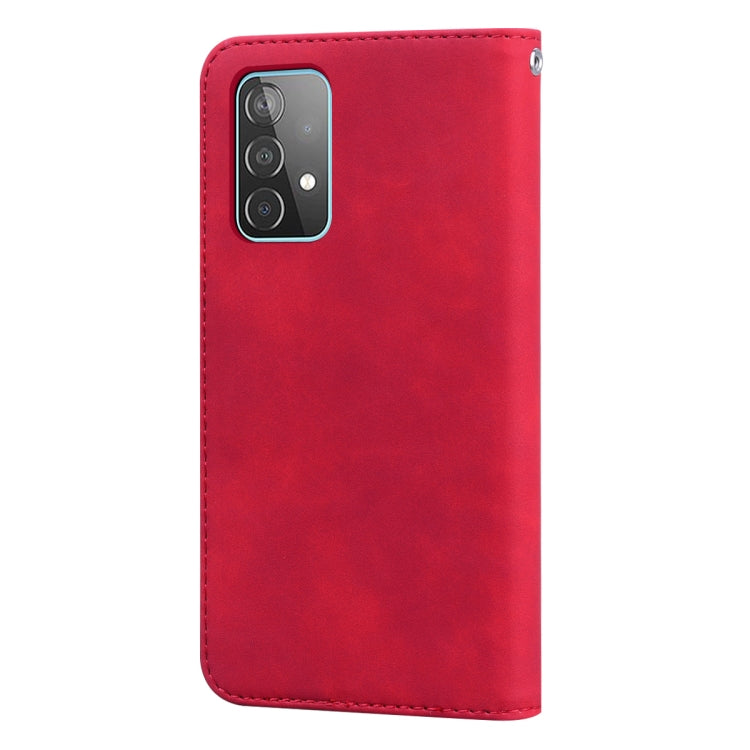 For Samsung Galaxy A52 5G / 4G Frosted Business Magnetic Horizontal Flip PU Leather Case with Holder & Card Slot & Lanyard(Red) by buy2fix