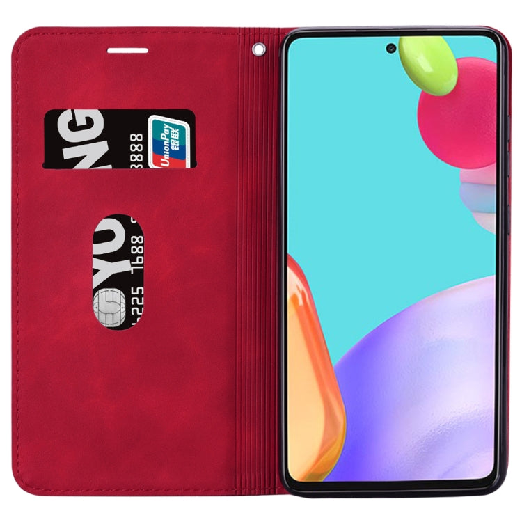 For Samsung Galaxy A52 5G / 4G Frosted Business Magnetic Horizontal Flip PU Leather Case with Holder & Card Slot & Lanyard(Red) by buy2fix