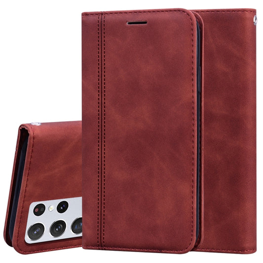 For Samsung Galaxy S21 Ultra 5G Frosted Business Magnetic Horizontal Flip PU Leather Case with Holder & Card Slot & Lanyard(Brown) - Galaxy S21 Ultra 5G Cases by buy2fix | Online Shopping UK | buy2fix