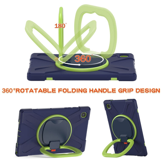 For iPad 9.7 inch (2018/2017) Silicone + PC Protective Case with Holder & Shoulder Strap(Navy Blue + Yellow Green) - iPad Pro 9.7 inch Cases by buy2fix | Online Shopping UK | buy2fix