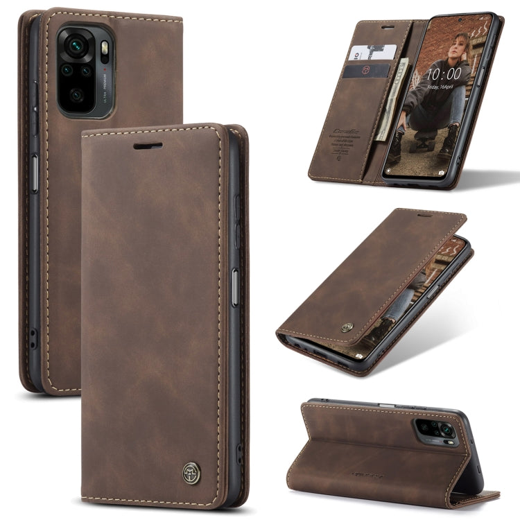 For Xiaomi Redmi Note 10 4G / Note 10s CaseMe 013 Multifunctional Horizontal Flip Leather Case with Holder & Card Slot & Wallet(Coffee) - Xiaomi Cases by CaseMe | Online Shopping UK | buy2fix