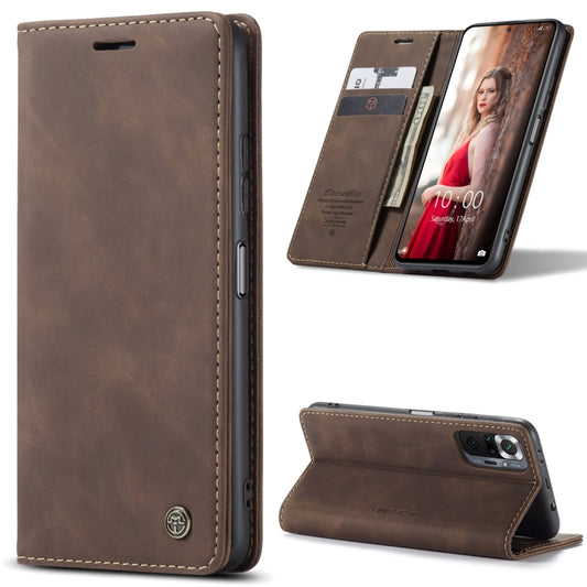 For Xiaomi Redmi Note 10 Pro 4G / Note 10 Pro Max CaseMe 013 Multifunctional Horizontal Flip Leather Case with Holder & Card Slot & Wallet(Coffee) - Xiaomi Cases by CaseMe | Online Shopping UK | buy2fix