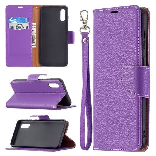 For Samsung Galaxy A02 Litchi Texture Pure Color Horizontal Flip Leather Case with Holder & Card Slots & Wallet & Lanyard(Purple) by buy2fix