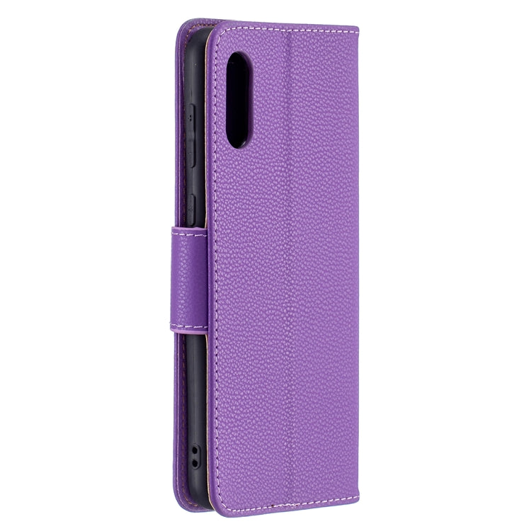For Samsung Galaxy A02 Litchi Texture Pure Color Horizontal Flip Leather Case with Holder & Card Slots & Wallet & Lanyard(Purple) by buy2fix