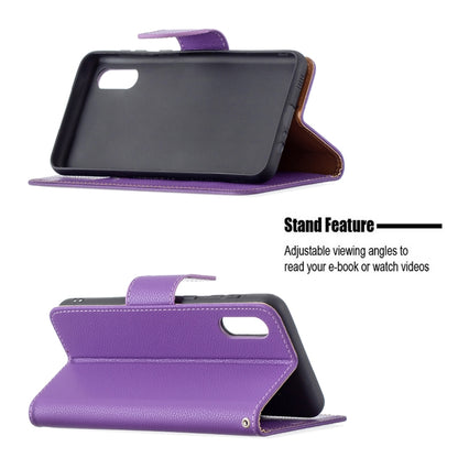 For Samsung Galaxy A02 Litchi Texture Pure Color Horizontal Flip Leather Case with Holder & Card Slots & Wallet & Lanyard(Purple) by buy2fix
